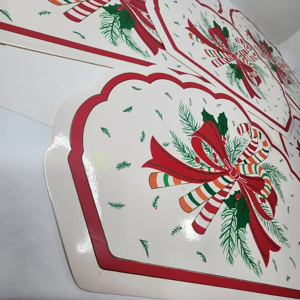 Town & Country Vinyl 1980s Christmas Table Placemats 6- 18